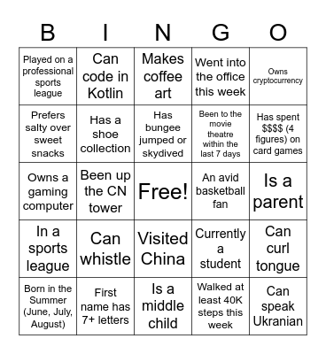 Untitled Bingo Card