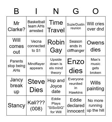 Stranger Things S4 Vol2 Bingo Card