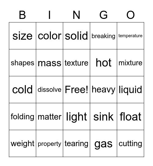 Why Matter Matters Bingo Card