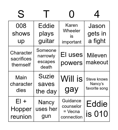 ST 4 Bingo Card