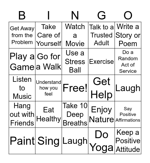 COPING SKILLS  Bingo Card