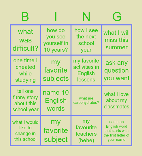 Untitled Bingo Card