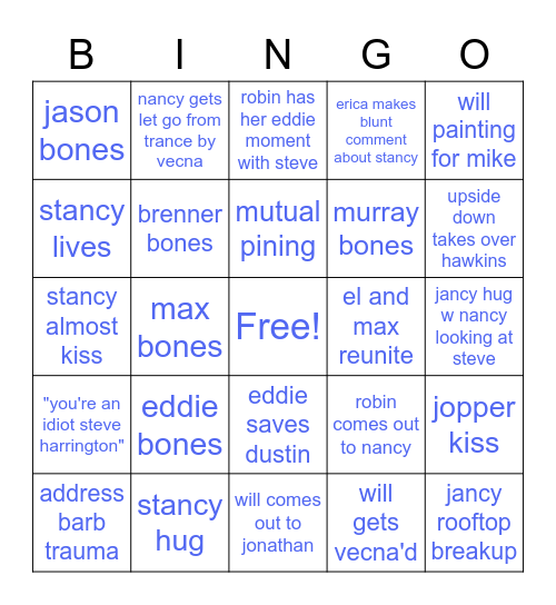 Stancy Bingo Card