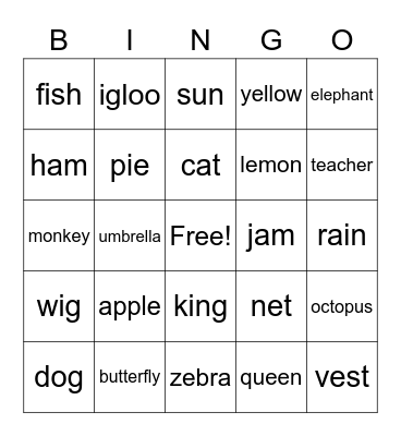 ABC BINGO Card