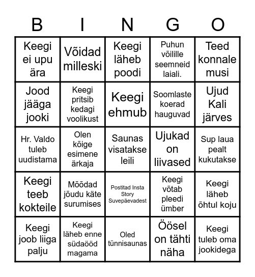 TLK Suvepäevad Bingo Card