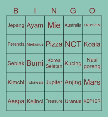 Cunkyu Bingo Card