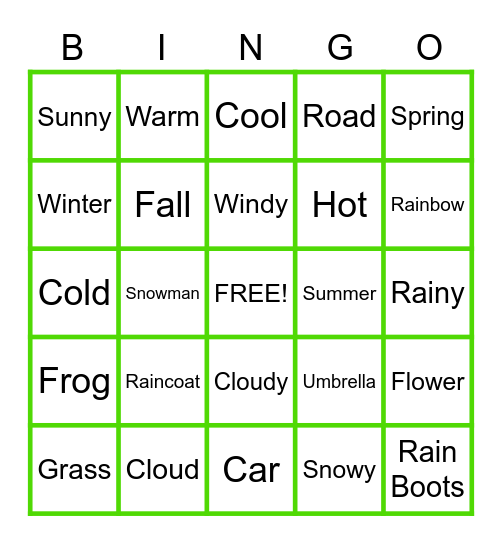 Season & Weather Bingo Card
