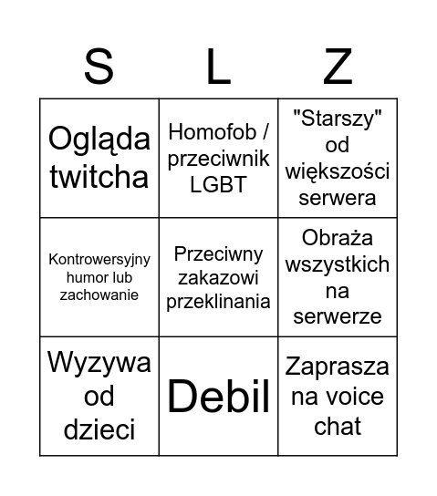 Trolle na SlothZone Bingo Card