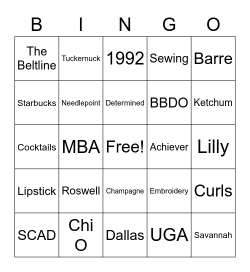 MNL is Thirty & Fabulous Bingo Card