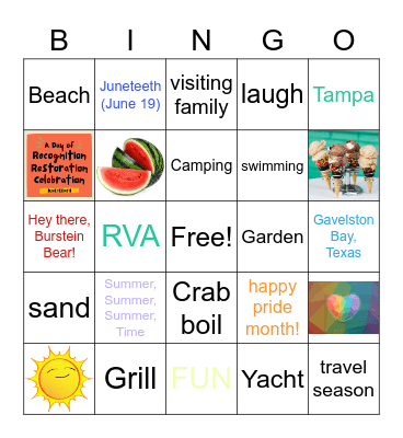 Summer Team Inning Bingo Card