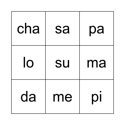 Loteria de Silabas Bingo Card