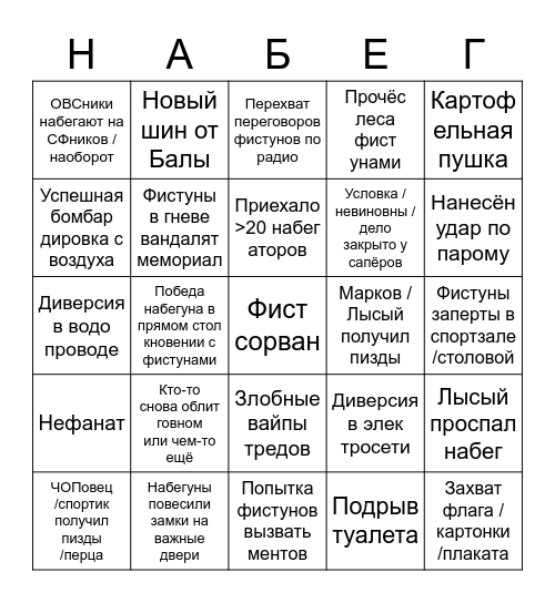 Бинго Набега-2023 Bingo Card