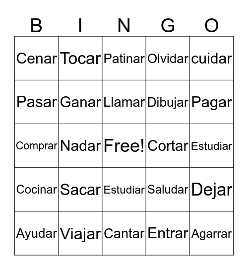 Spanish Bingo Card