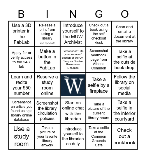 Fant Memorial Library Bingo Card