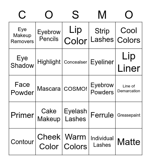 Chapter 24 Make-Up Bingo Card
