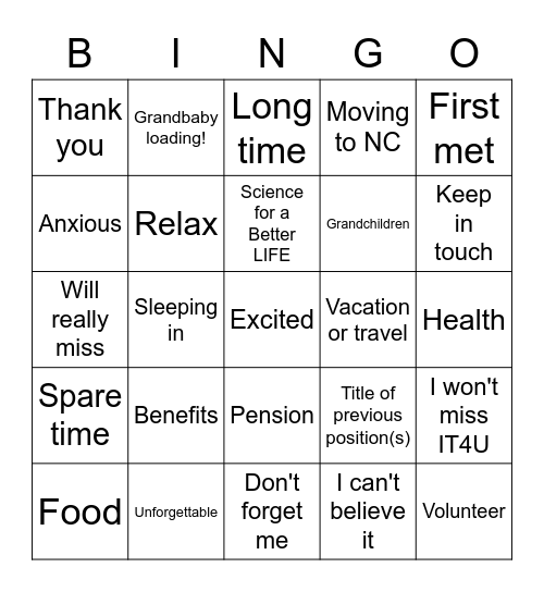 Lynn's Happy Hour Bingo Card