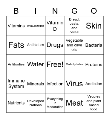 Health Stuff! Bingo Card