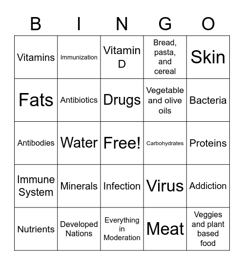 Health Stuff! Bingo Card