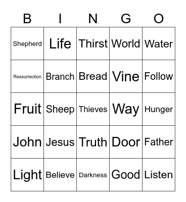 I AM Statements of Jesus Bingo Card