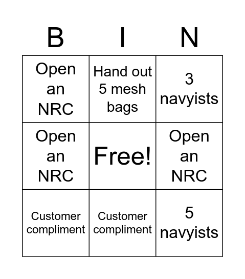 Customer Engagement Bingo Card