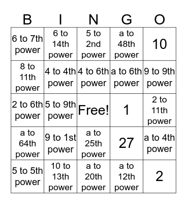 Hillyer's BINGO Card