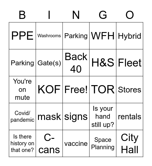 KOF TASK FORCE 2.0 Bingo Card