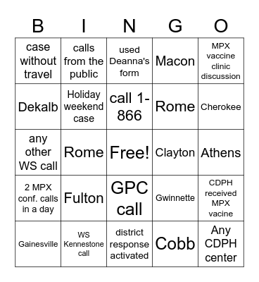 MPX Bingo Card
