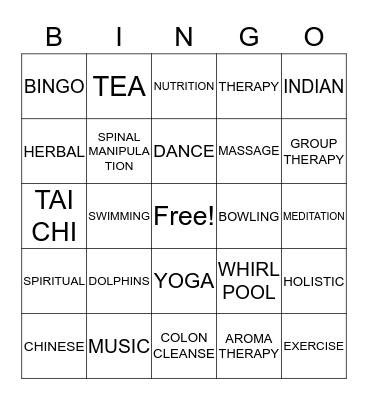 Complimentary & Alternative Medicine Bingo Card