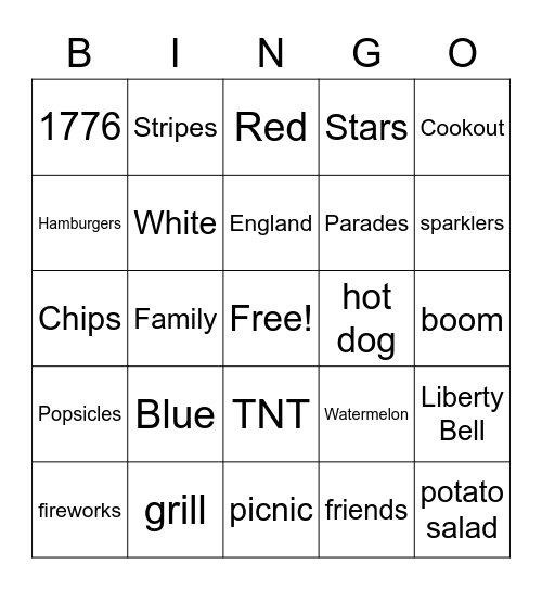 4th of July (HIM) Bingo Card