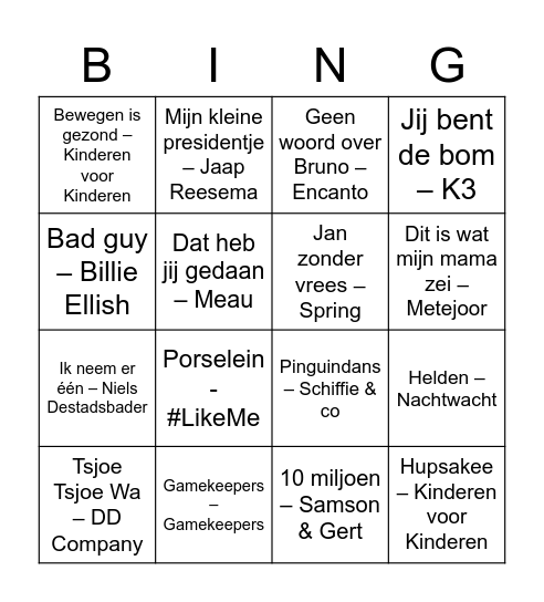 Disco Fever Bingo Card