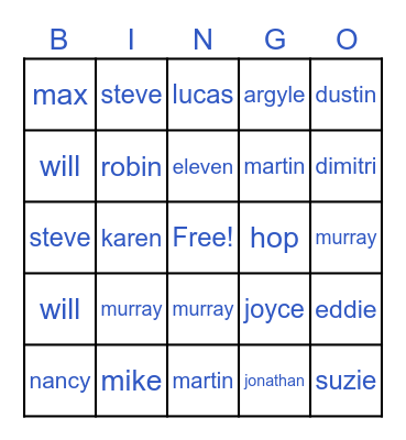 Bingo Mort Stranger Things - Fred Bingo Card