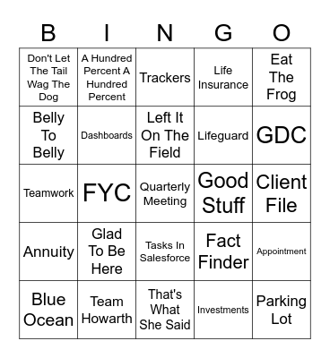 Q3 2022 - Team Howarth Lingo Bingo Card