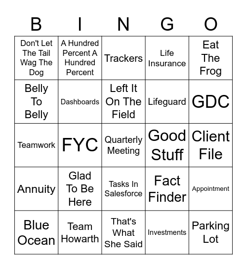 Q3 2022 - Team Howarth Lingo Bingo Card