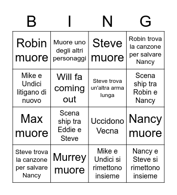 Stranger Things 4 part2 Bingo Card