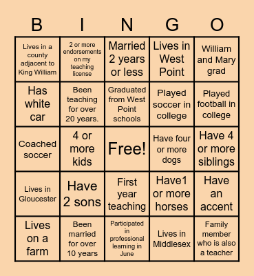 RWE Retreat Bingo Card