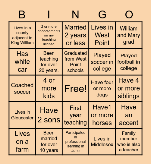 RWE Retreat Bingo Card