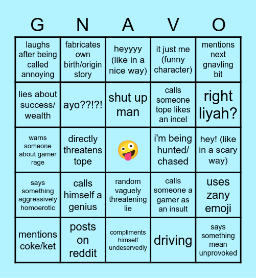 gnavling bingo Card