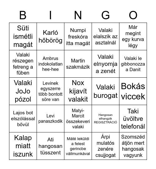 VÁLLALHATATLAN AKALI BINGÓ Bingo Card