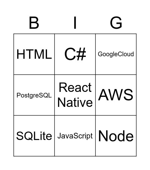 Bingo Tech Bingo Card