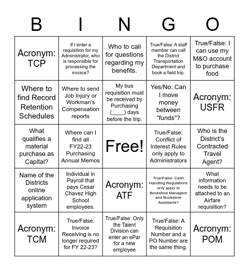 Bingo Card