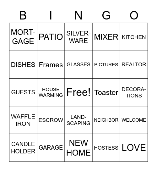 HOUSEWARMING BINGO Card