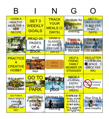 Fitness & Wellness Bingo Card