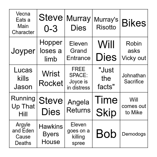 Stranger Things Bingo! Bingo Card