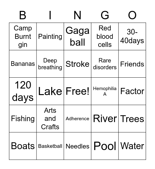 BDASC Chapter Camp Days Bingo Card