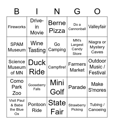 Summer BINGO Card
