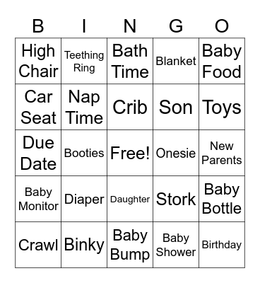 Gurpreet's Baby Bingo! Bingo Card