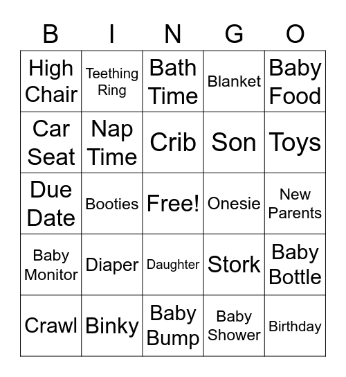 Gurpreet's Baby Bingo! Bingo Card