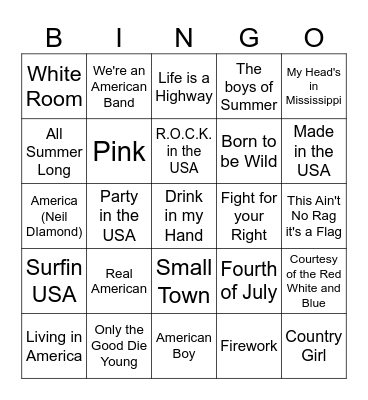Songs for 'MURICA Bingo Card