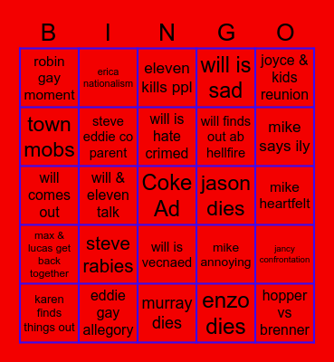 Stranger Things 4 pt 2 Bingo Card