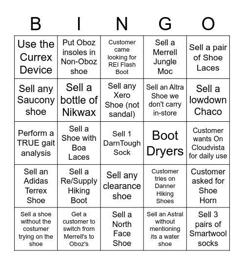Softgoods Bingo Card